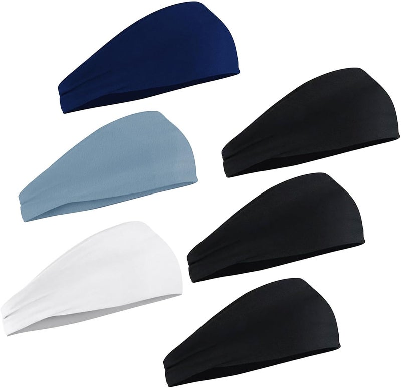 DeallDirect Sport Headbands for Men 6 Pack, Summer-Exclusive Lightweight Elastic Soft Fabric Non-Slip Men Hair Bands Hair Warp Running Cycling Sports Tennis Basketball Daily Workout - Image 1